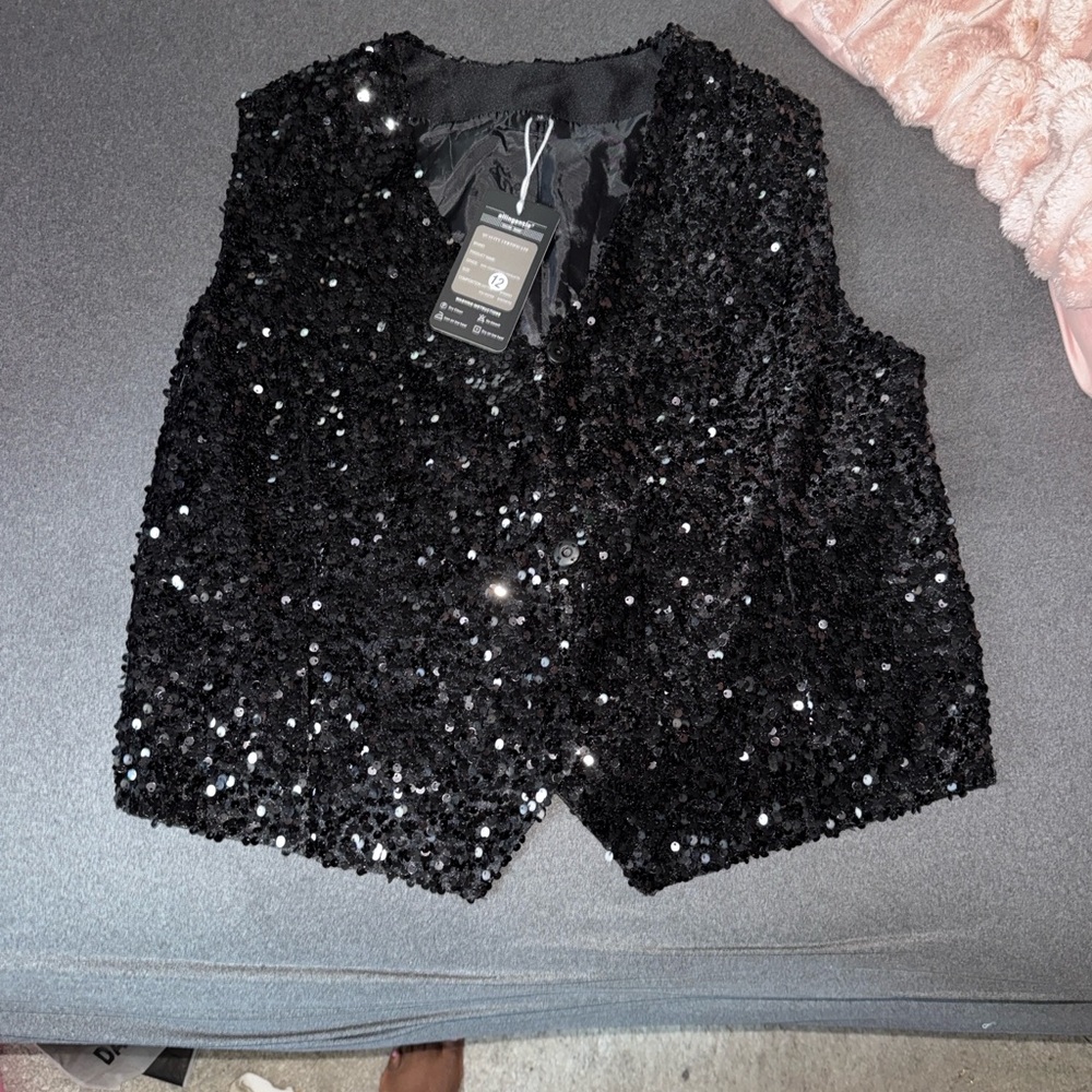 Black Sequin Vest